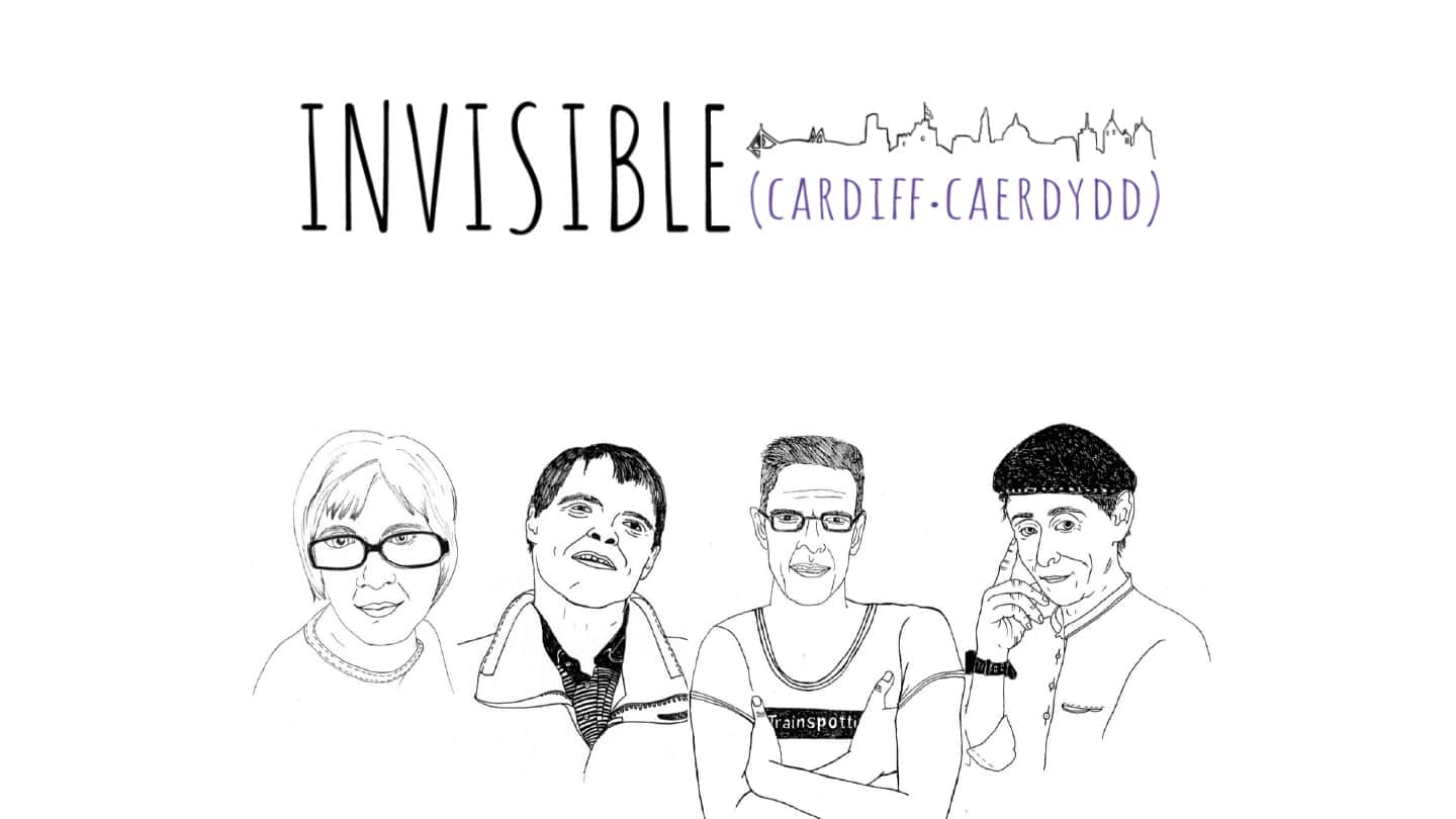 A drawing of a group of people with the words invisible.