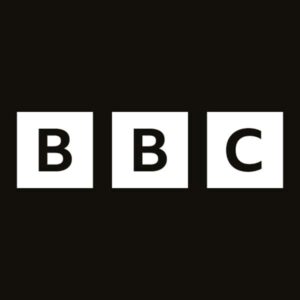 The bbc logo on a black background, empowering homeless city tours.