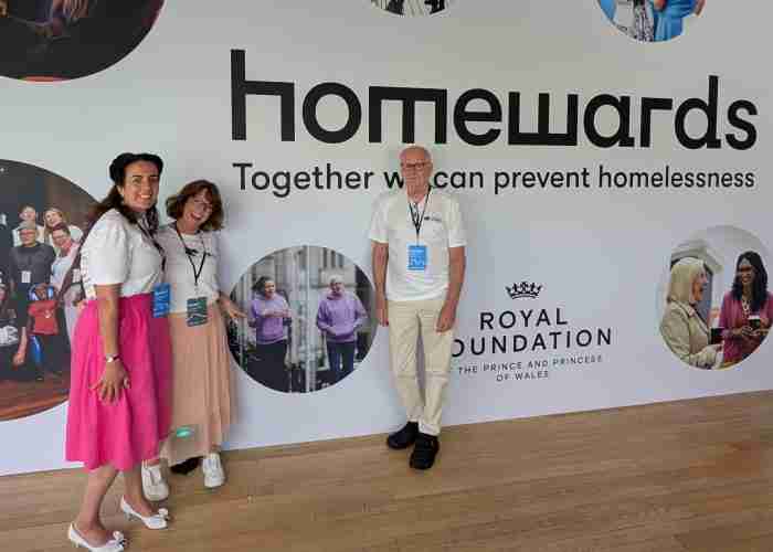 Zakia Moulaoui Guery, guide Angus and team member Catherine of Invisible Cities at the Homewards event with Prince William